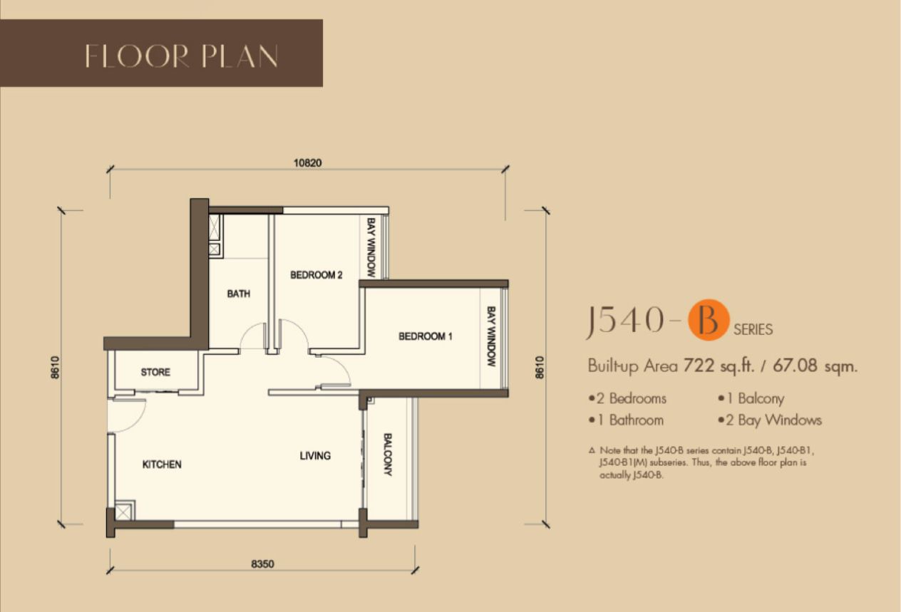 Country Garden Amberside J540-B 722 sqft floor plan
