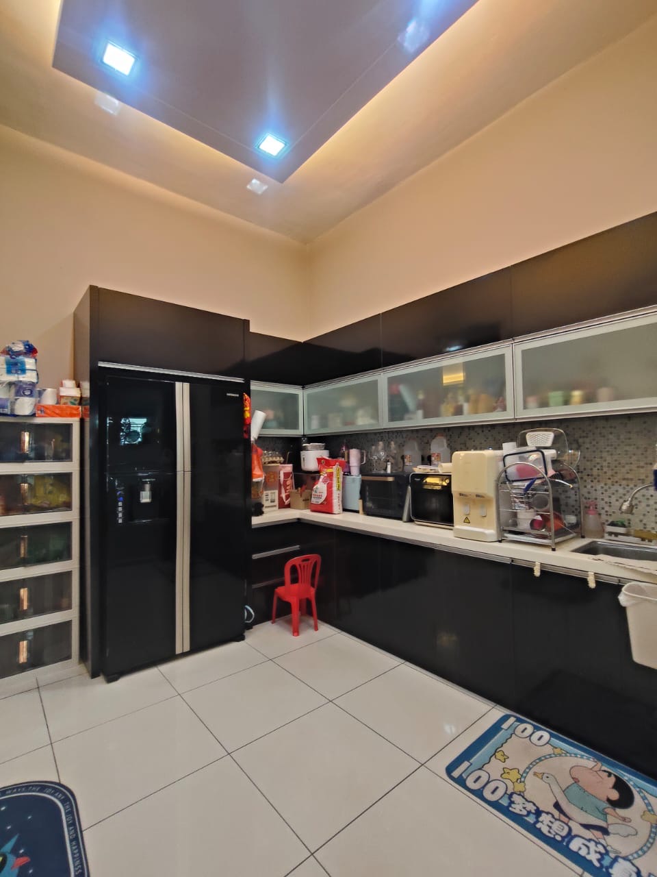 Kitchen with built-in cabinets